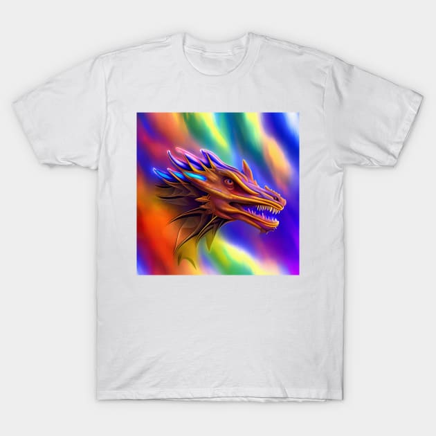 Aurora Borealis Rainbow Dragon T-Shirt by dragynrain